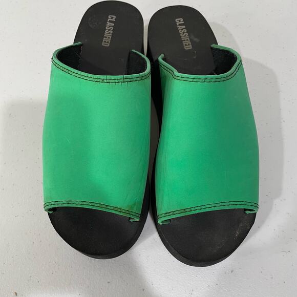 Vintage 90s Y2k Classified Green Black Foam Chunky Platform Slide Sandals 8 - Picture 4 of 8